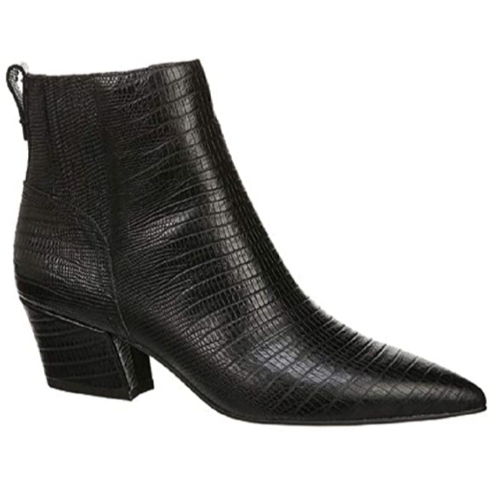 Luca Black Snake Print Leather Franco Sarto Ankle Boot