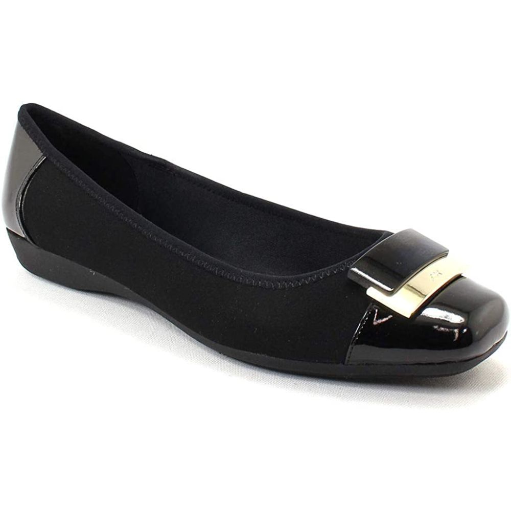 Una2 Black Fabric Anne Klein Ballet Flats