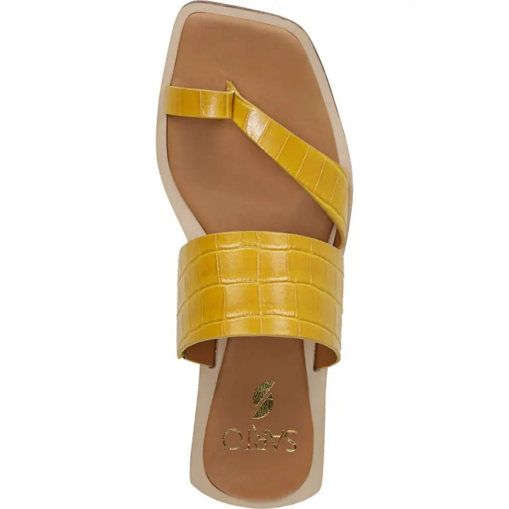 Ediana Yellow Crocodile Embossed Leather Franco Sarto Sandals