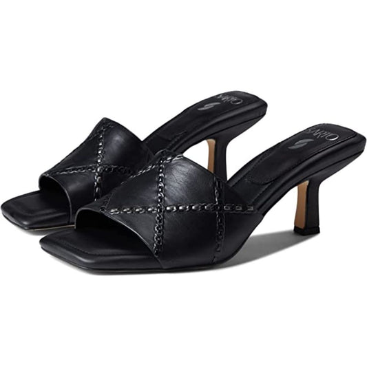 Betty Black Leather Franco Sarto Slide Sandals