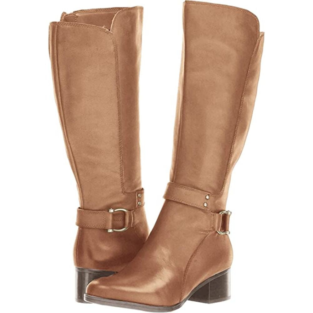 Dane Light Maple Leather Naturalizer Wide Calf Boots