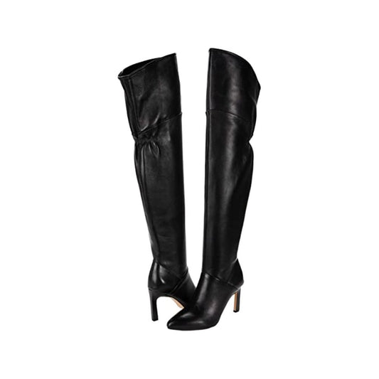 Callie Black Leather Franco Sarto Knee High Boots