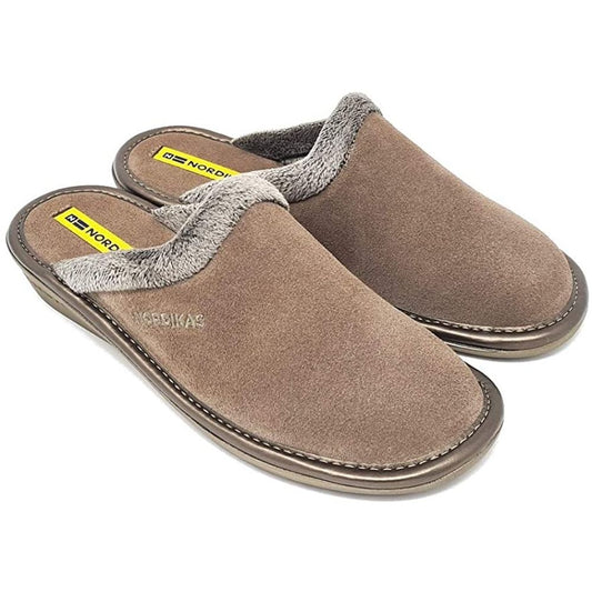 Afelpado Brown 234-80 Nordikas Comfy Slide Slippers