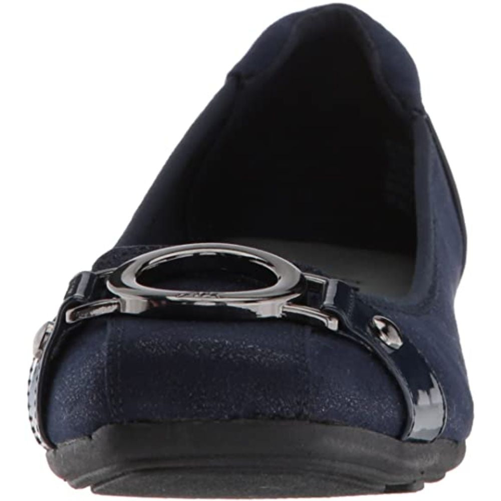 Umeko Dark Navy Fabric Anne Klein Ballet Flats