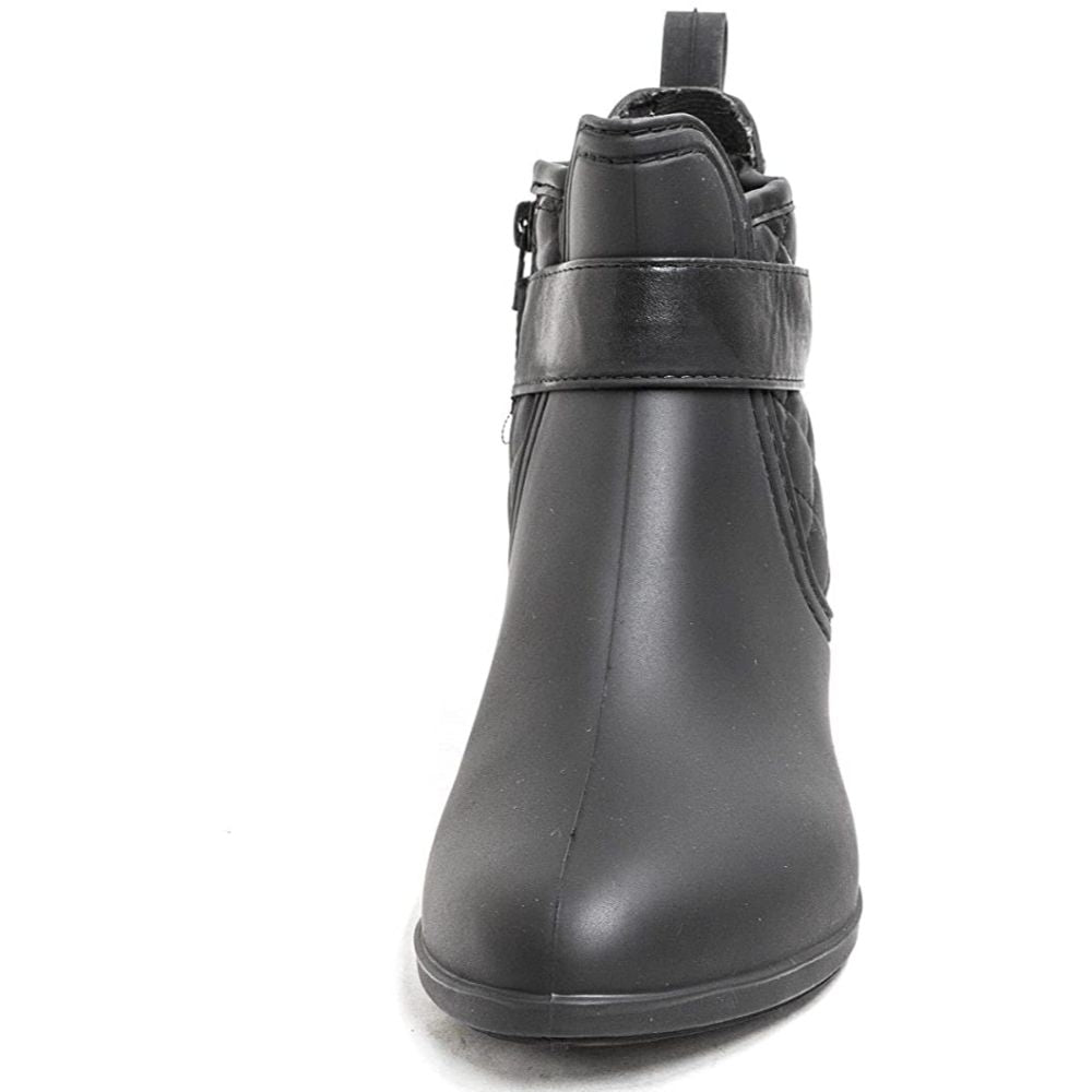 Clarity Sky Black Solid Leather Henry Ferrera Rain Ankle Boots