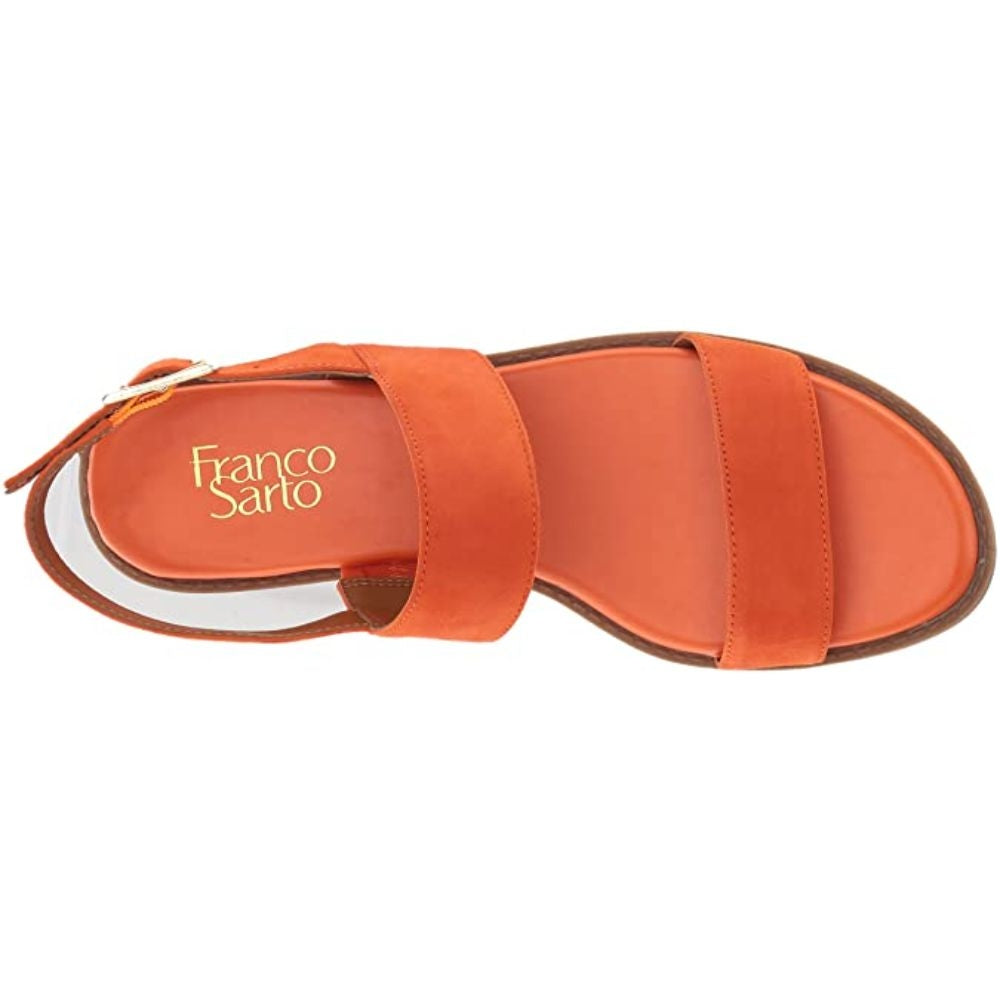 Velocity Tangerine Suede Franco Sarto Flat Sandals