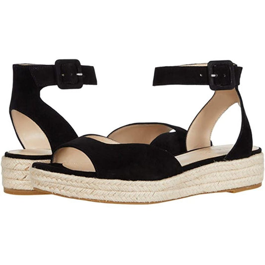 Oxford Black Suede Pelle Moda Espadrille Sandals