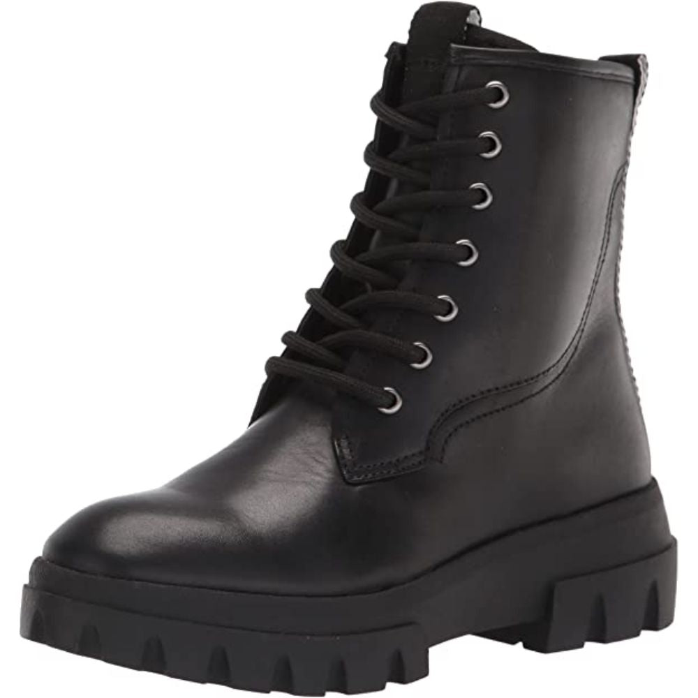 Robbie Black Leather Franco Sarto Combat Boots