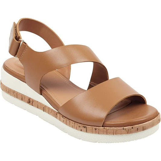Kea Brown Leather Easy Spirit Wedge Sandals