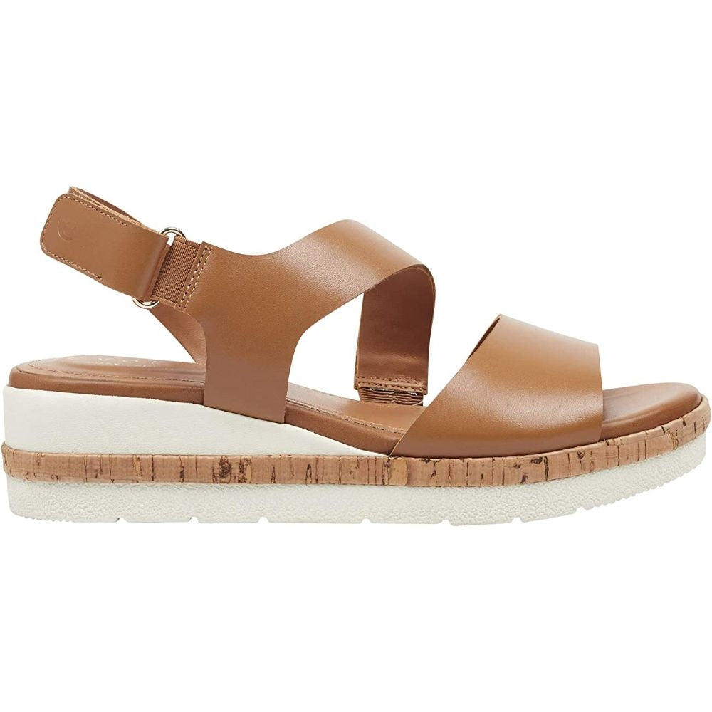 Kea Brown Leather Easy Spirit Wedge Sandals