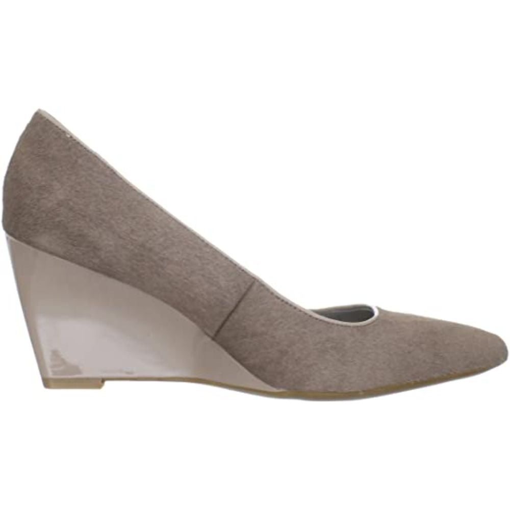 Nadia Light Taupe Pony Two Tone Patent Calvin Klein Wedge Pumps