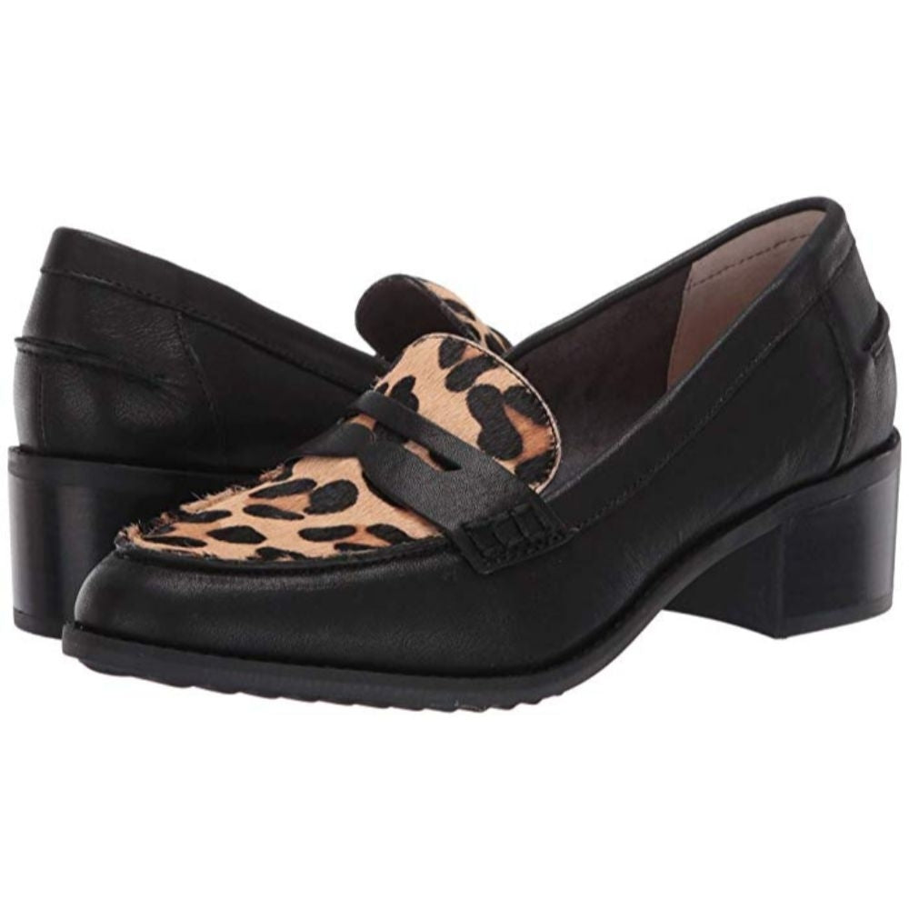 Darra Black Leather Tan Jaguar Print Me Too Pumps