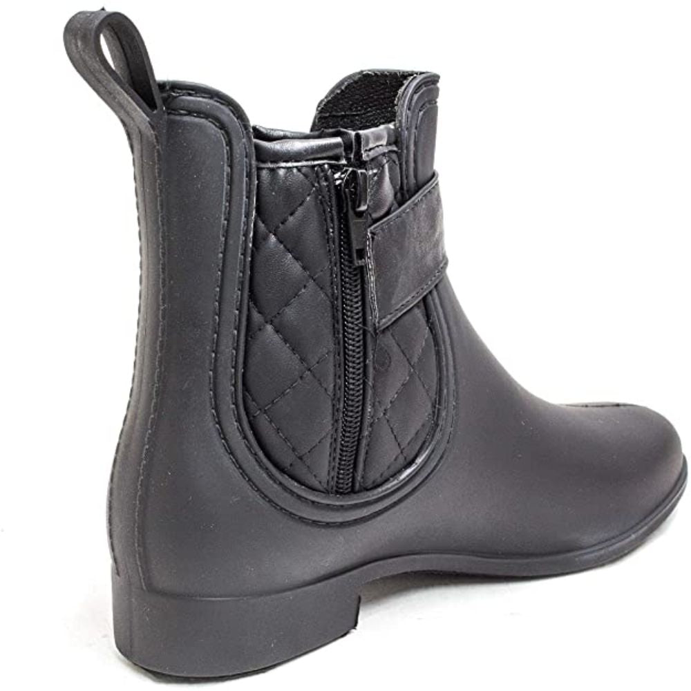 Clarity Sky Black Solid Leather Henry Ferrera Rain Ankle Boots