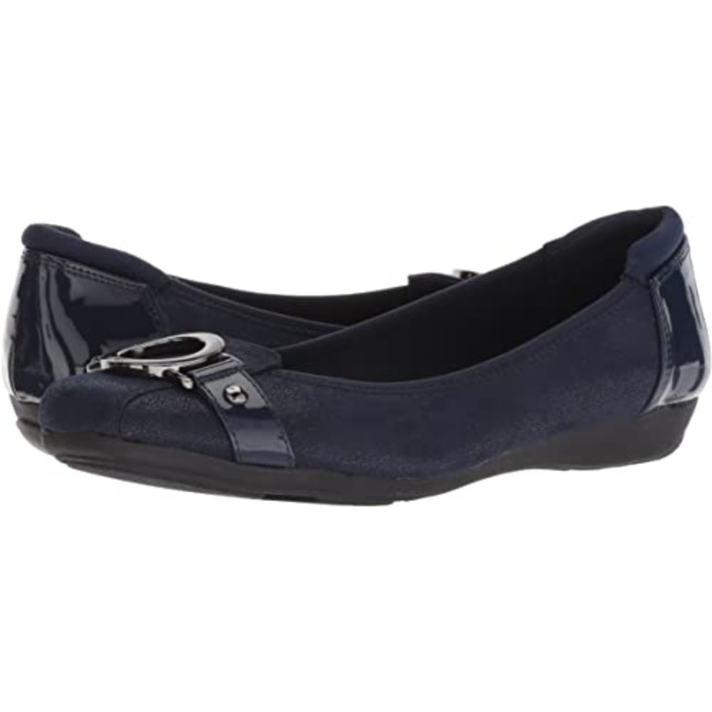 Umeko Dark Navy Fabric Anne Klein Ballet Flats