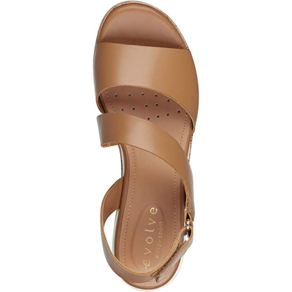 Kea Brown Leather Easy Spirit Wedge Sandals