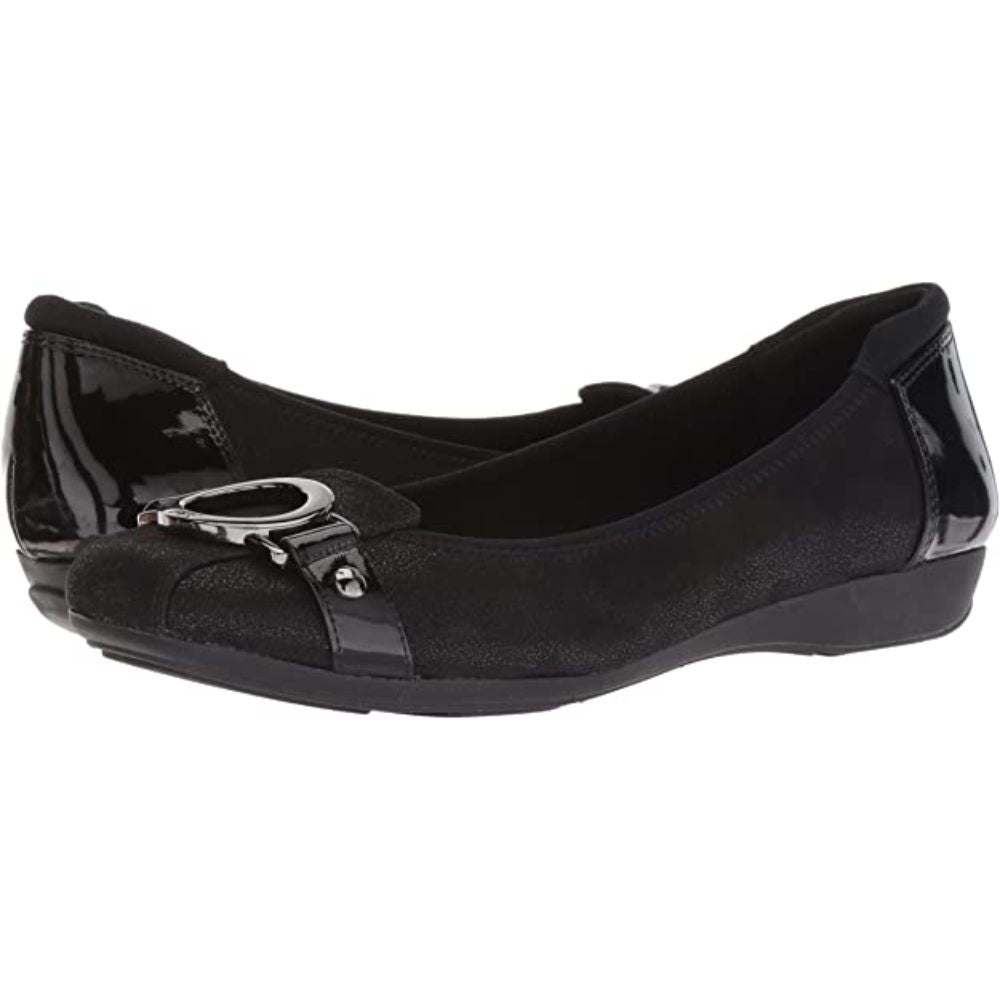 Umeko Black Multi Fabric Anne Klein Ballet Flats