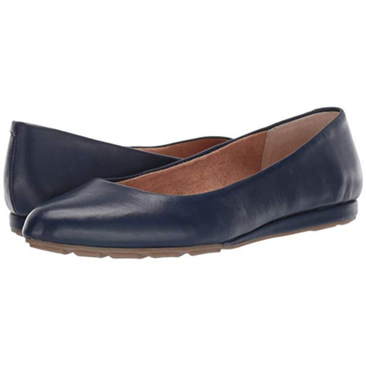 Alina Navy Leather Me Too Wedge Ballet Flats