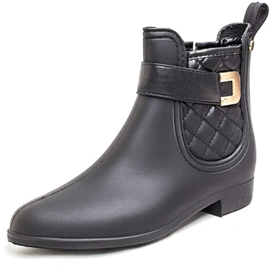 Clarity Sky Black Solid Leather Henry Ferrera Rain Ankle Boots