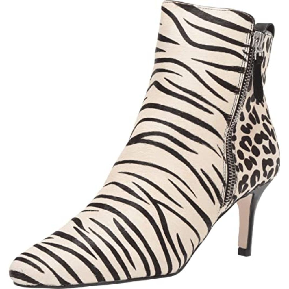 Yesnia Cream Zebra Calf Hair Pelle Moda Ankle Boots