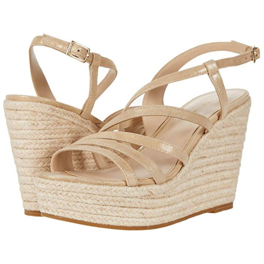 Ritter Shimmer PLatinum Gold Suede Pelle Moda Wedge Sandals