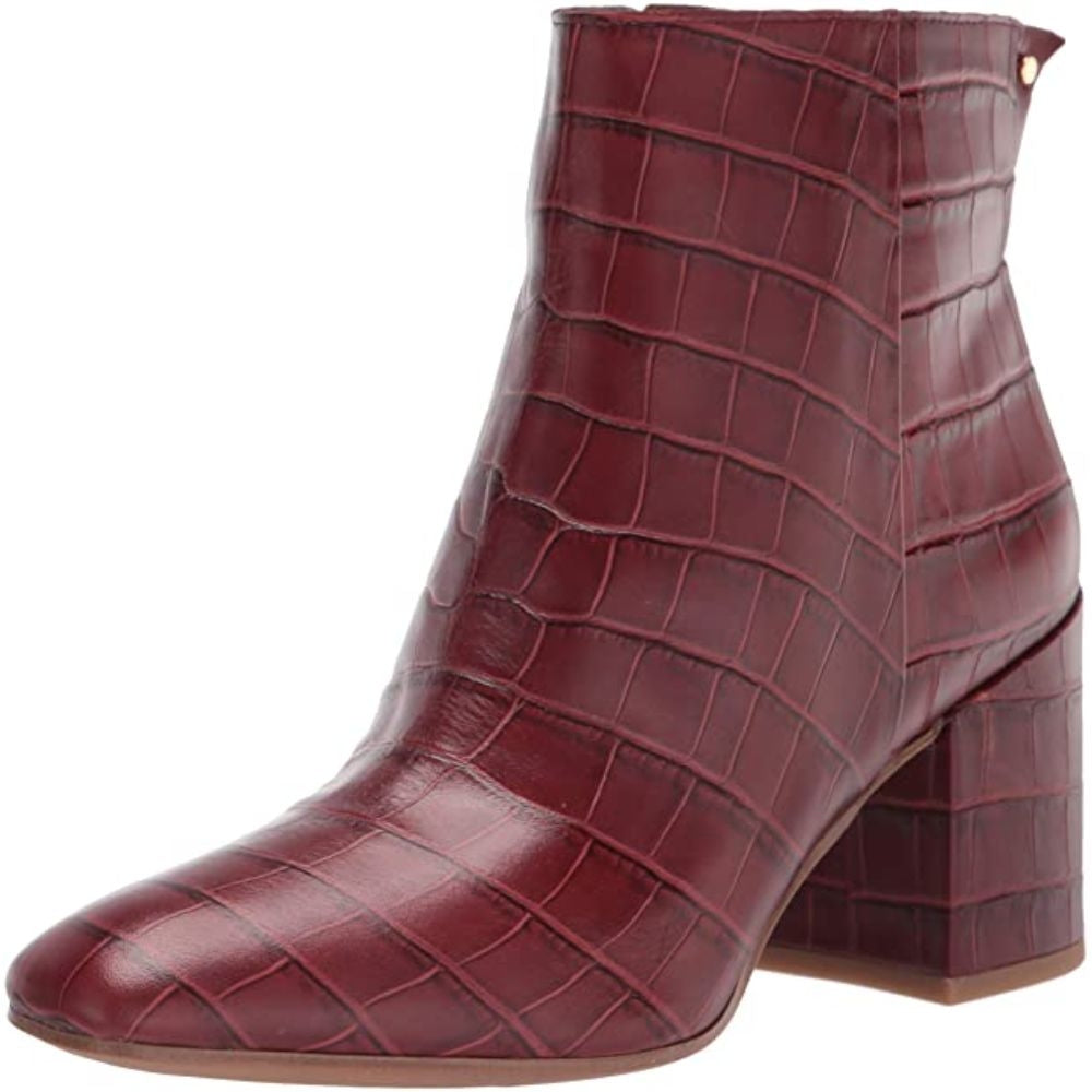 Tina2 Rust Crocodile Print Leather Franco Sarto Ankle Boots