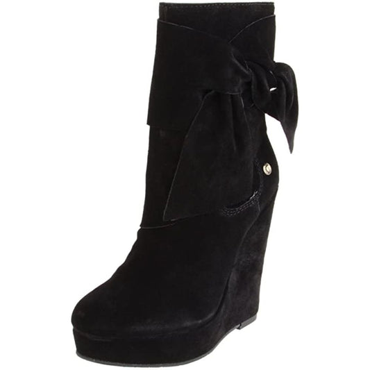 Harper Black Suede Calvin Klein Jeans Wedge Mid Calf Boots