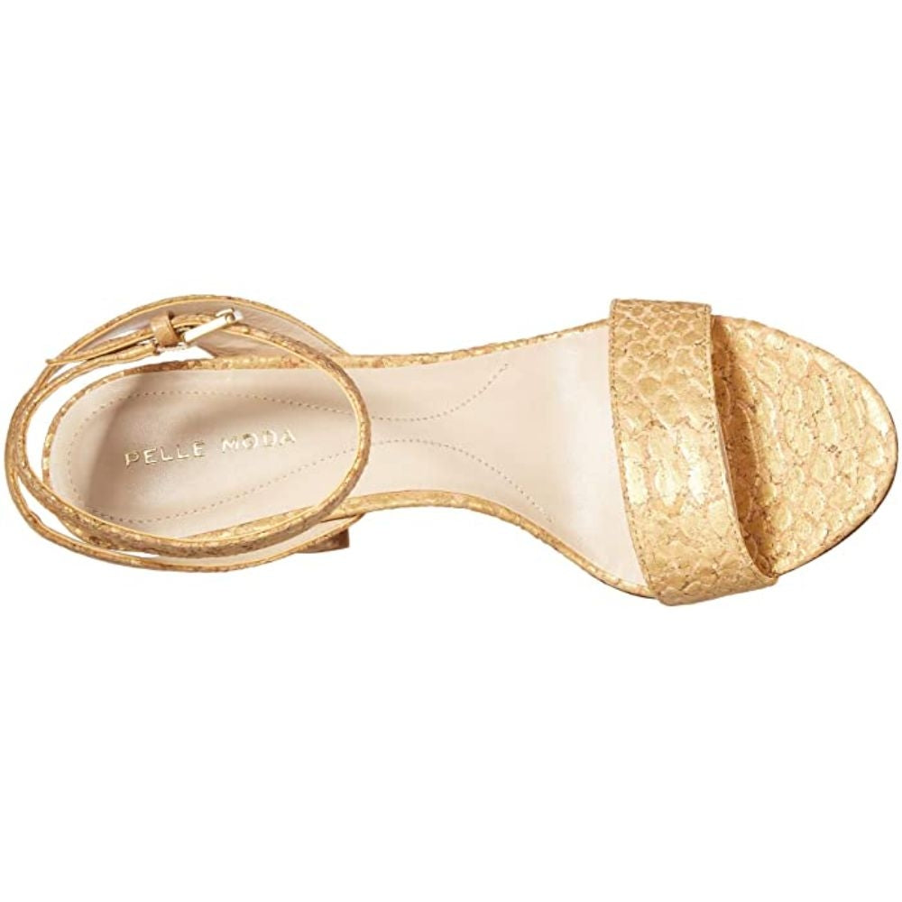 Zia Gold Crocodile Embossed Cork Pelle Moda Sandals