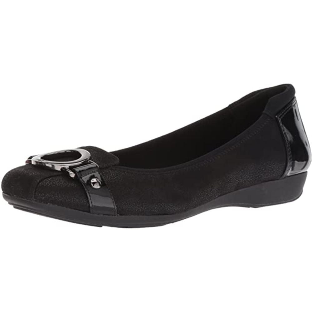 Umeko Black Multi Fabric Anne Klein Ballet Flats