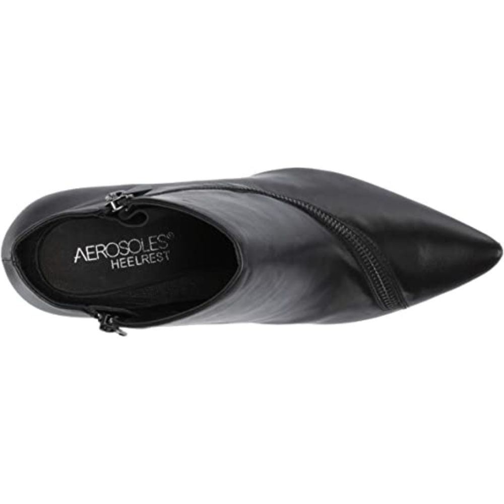 Deadline Black Leather Aerosoles Ankle Boots