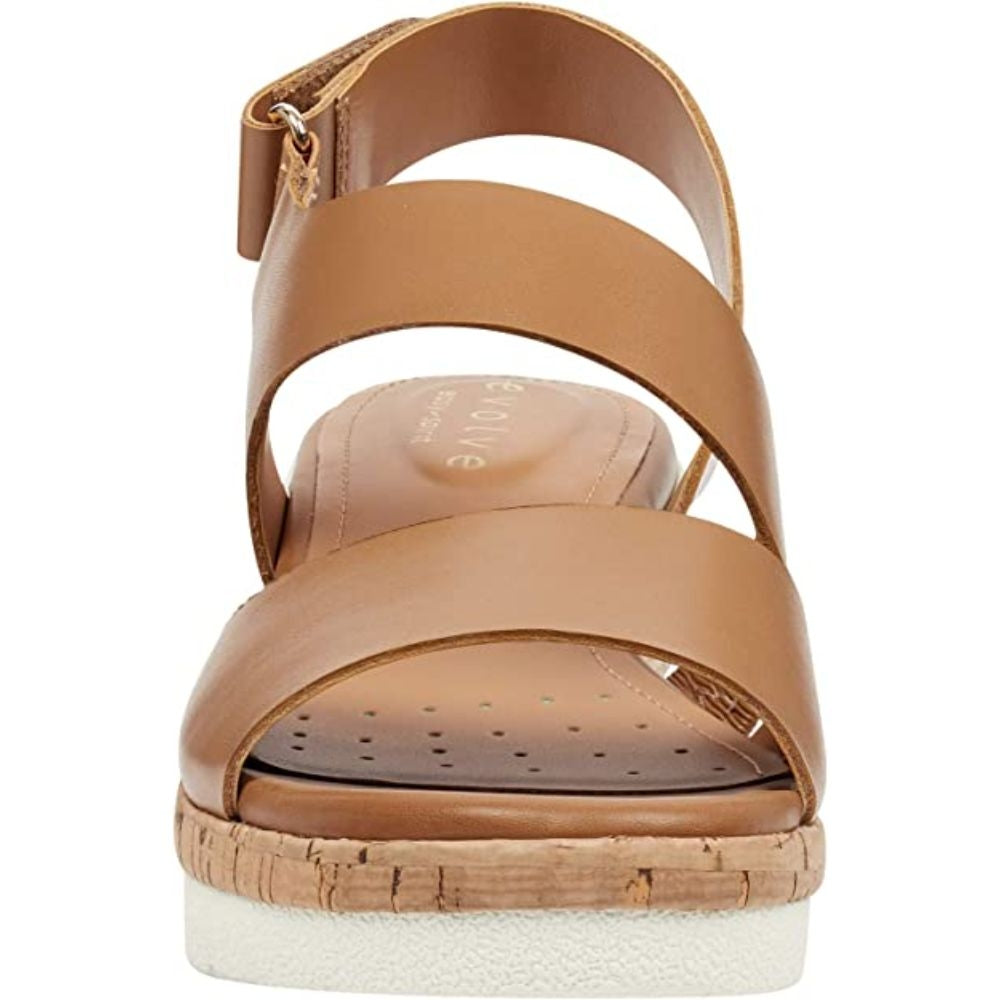 Kea Brown Leather Easy Spirit Wedge Sandals