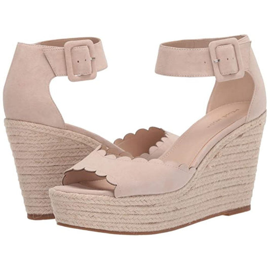 Rica Beige Kid Suede Pelle Moda Wedge Sandals