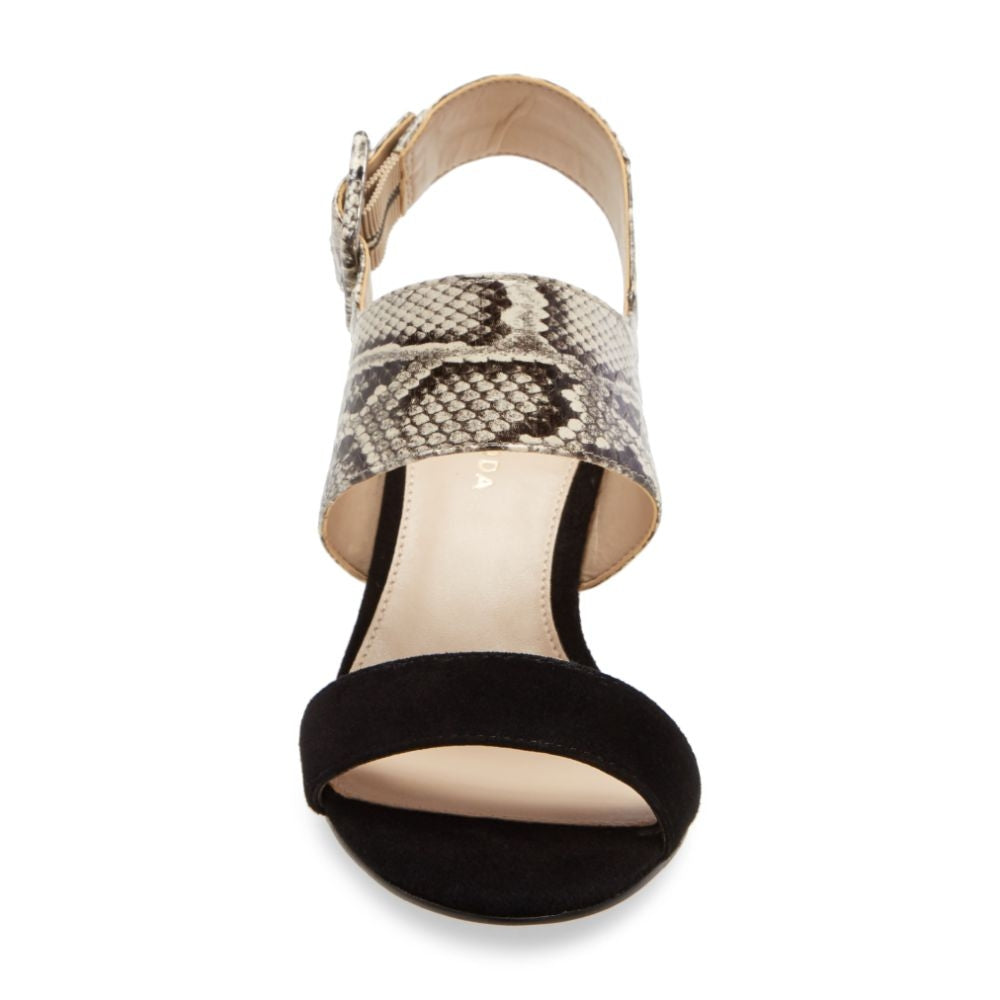 Bixby Black White Snake Leather and Suede Pelle Moda Sandal