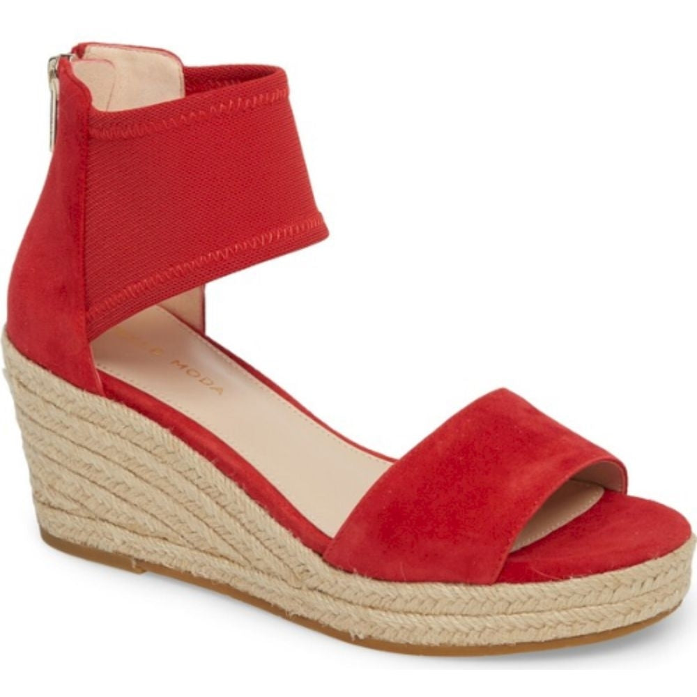 Kona Lipstick Red Suede Pelle Moda Wedge Sandals