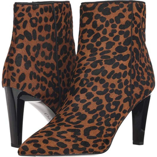 Sheona Whiskey Leopard Calf Hair Franco Sarto Ankle Boot