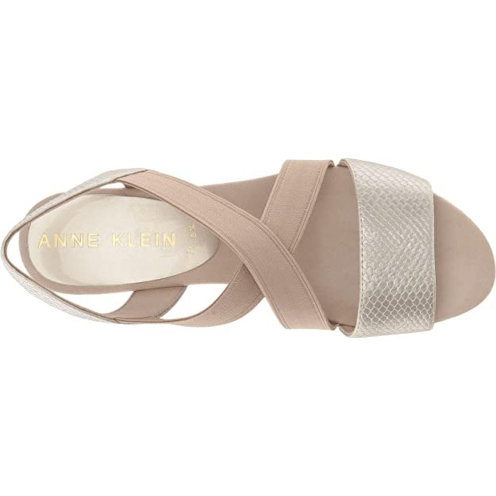 Nitsie Light Gold Fabric Anne Klein Sandals