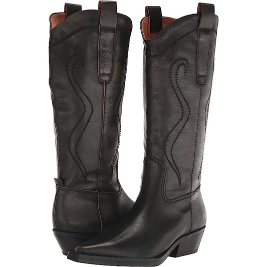 Liandra Black Leather Franco Sarto Western Boots