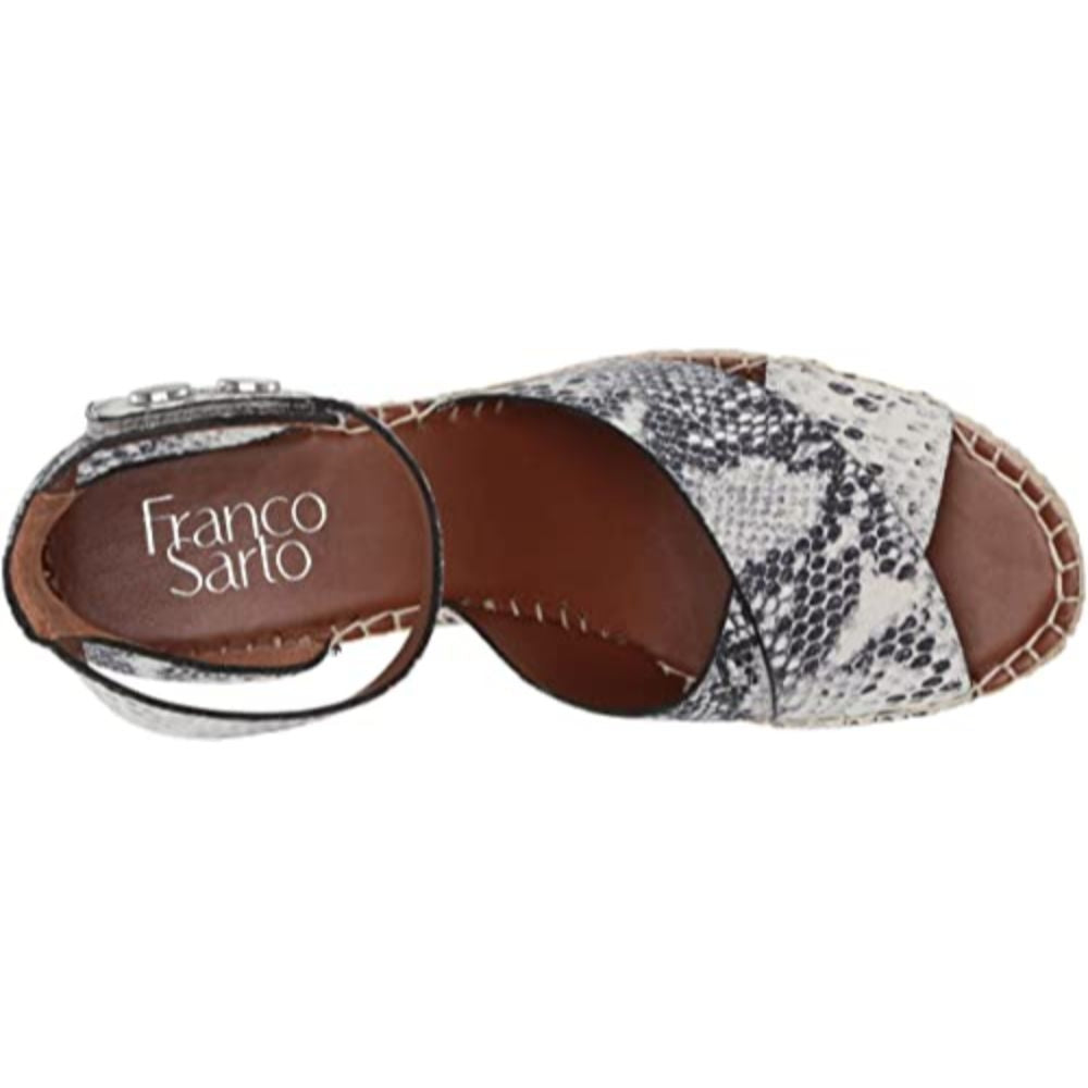 Carma Grey Multi Snake Print Leather Franco Sarto Wedge Sandals