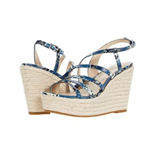 Ritter Indigo Snake Leather Pelle Moda Wedge Sandals