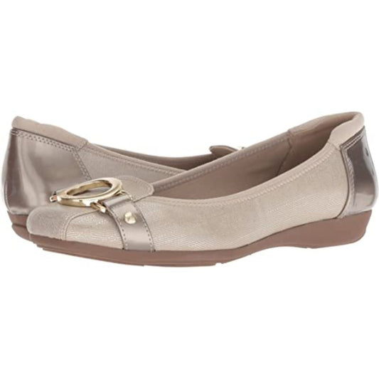 Umeko Medium Taupe Fabric Anne Klein Ballet Flats
