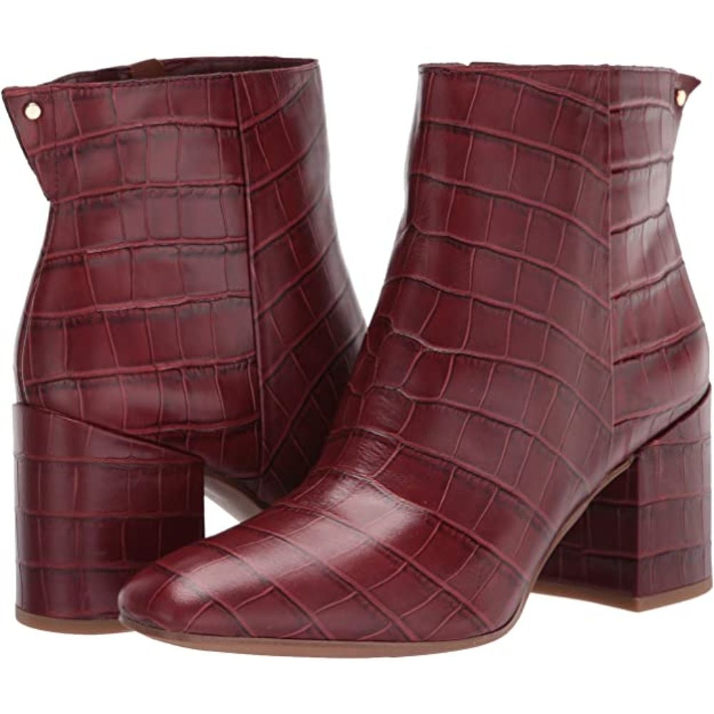 Tina2 Rust Crocodile Print Leather Franco Sarto Ankle Boots