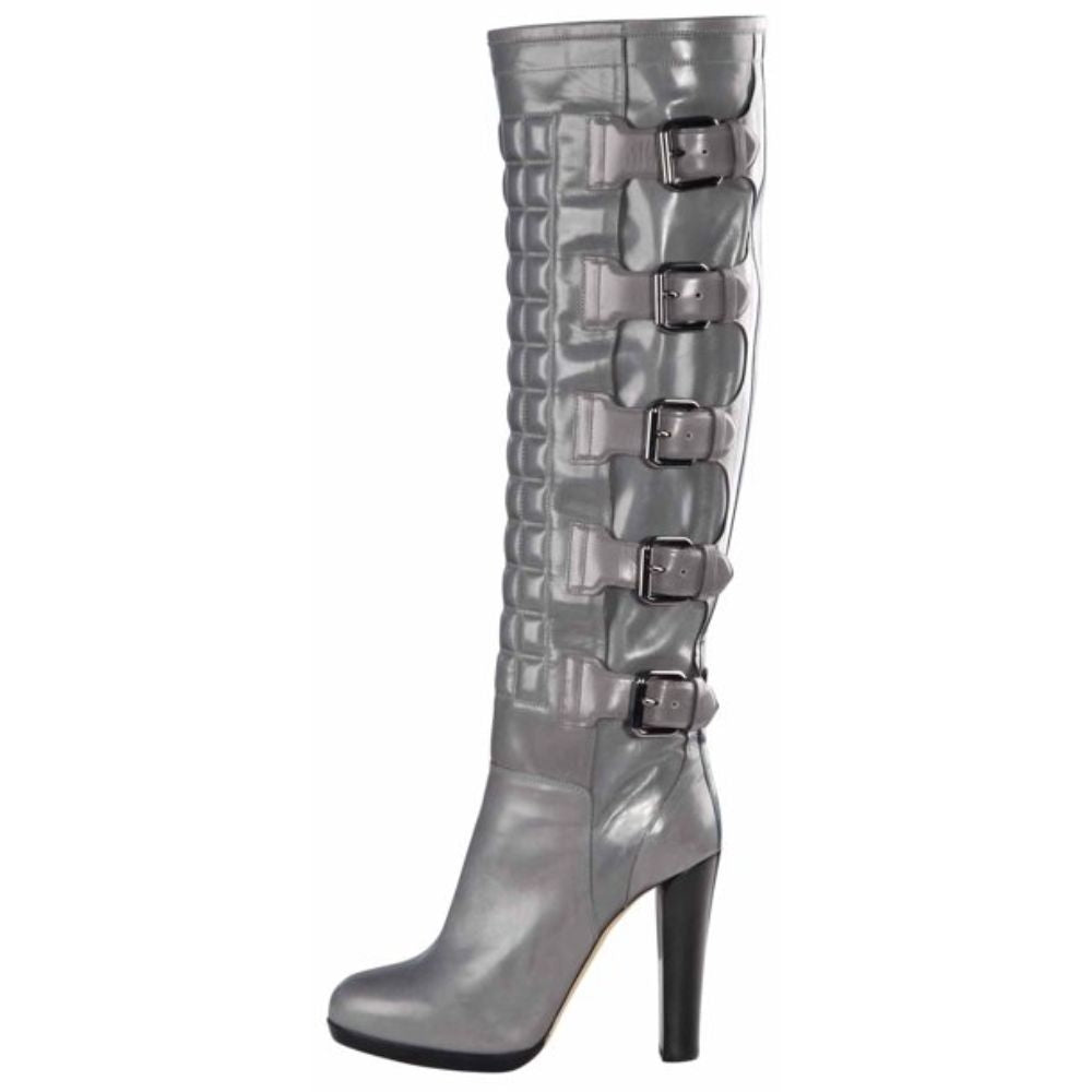 83125 Gray Teal Quilted Leather Reed Krakoff Boots