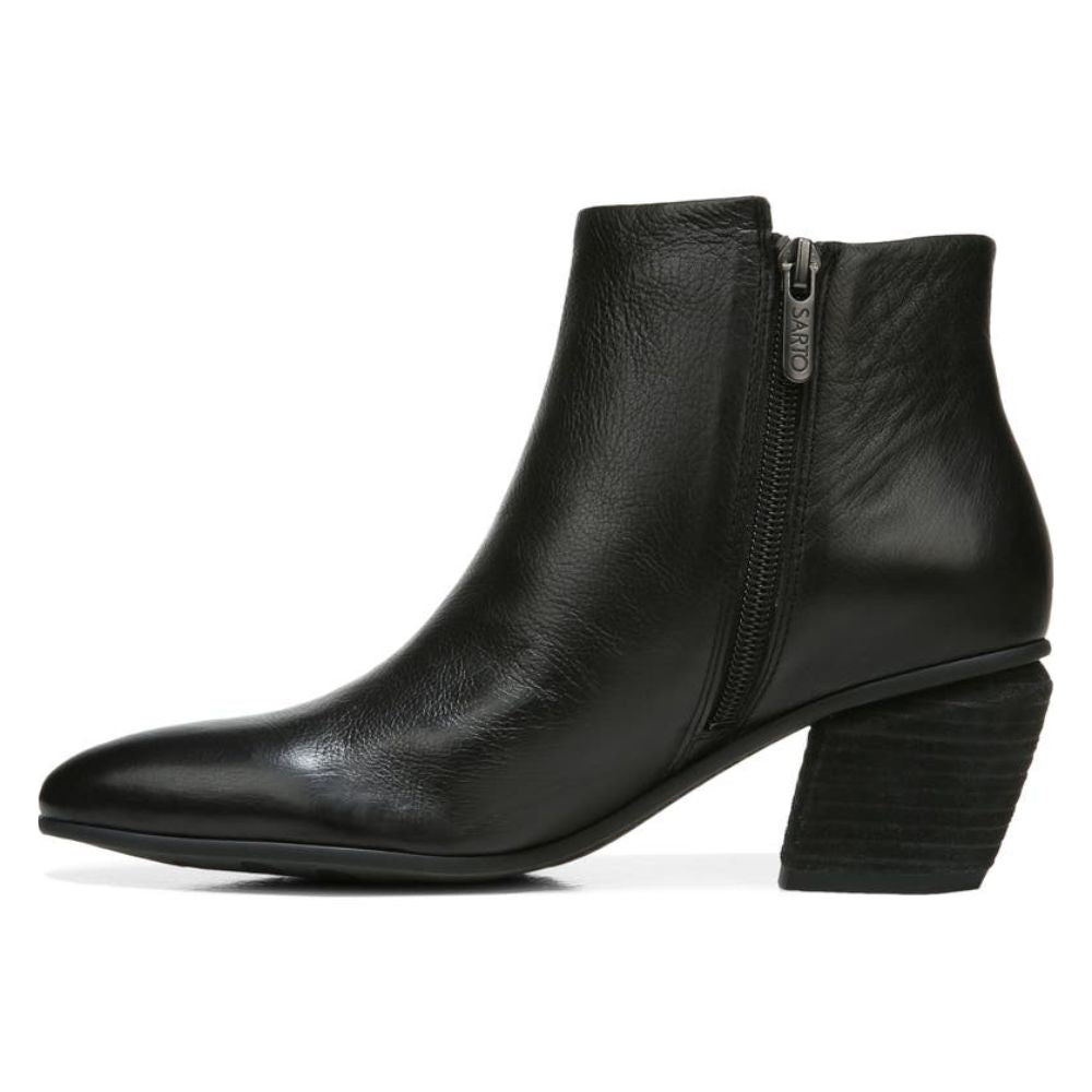 Kinga Black Leather Franco Sarto Ankle Boots