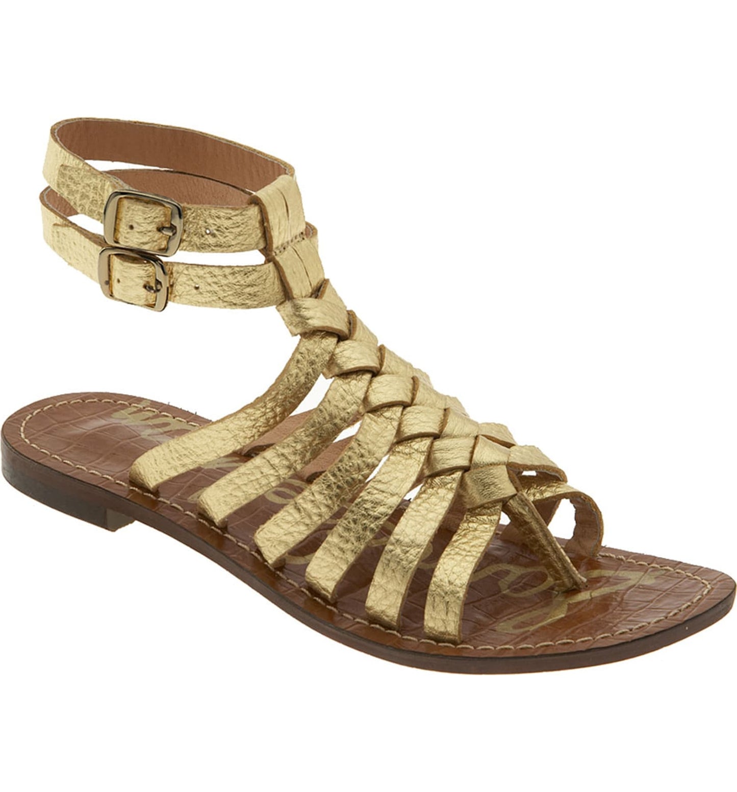 Greco Gold Leather Sam Edelman Flat Gladiator Sandal