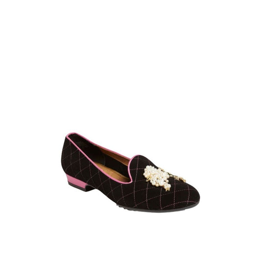 Ameya Black Quilted Suede Isaac Mizrahi Loafers