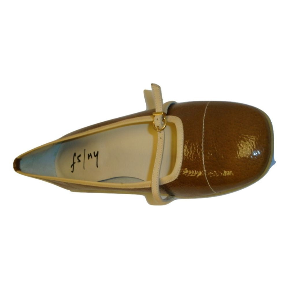 Mambo Tabac Naplak Natural Patent Leather FSNY Mary Jane Flats