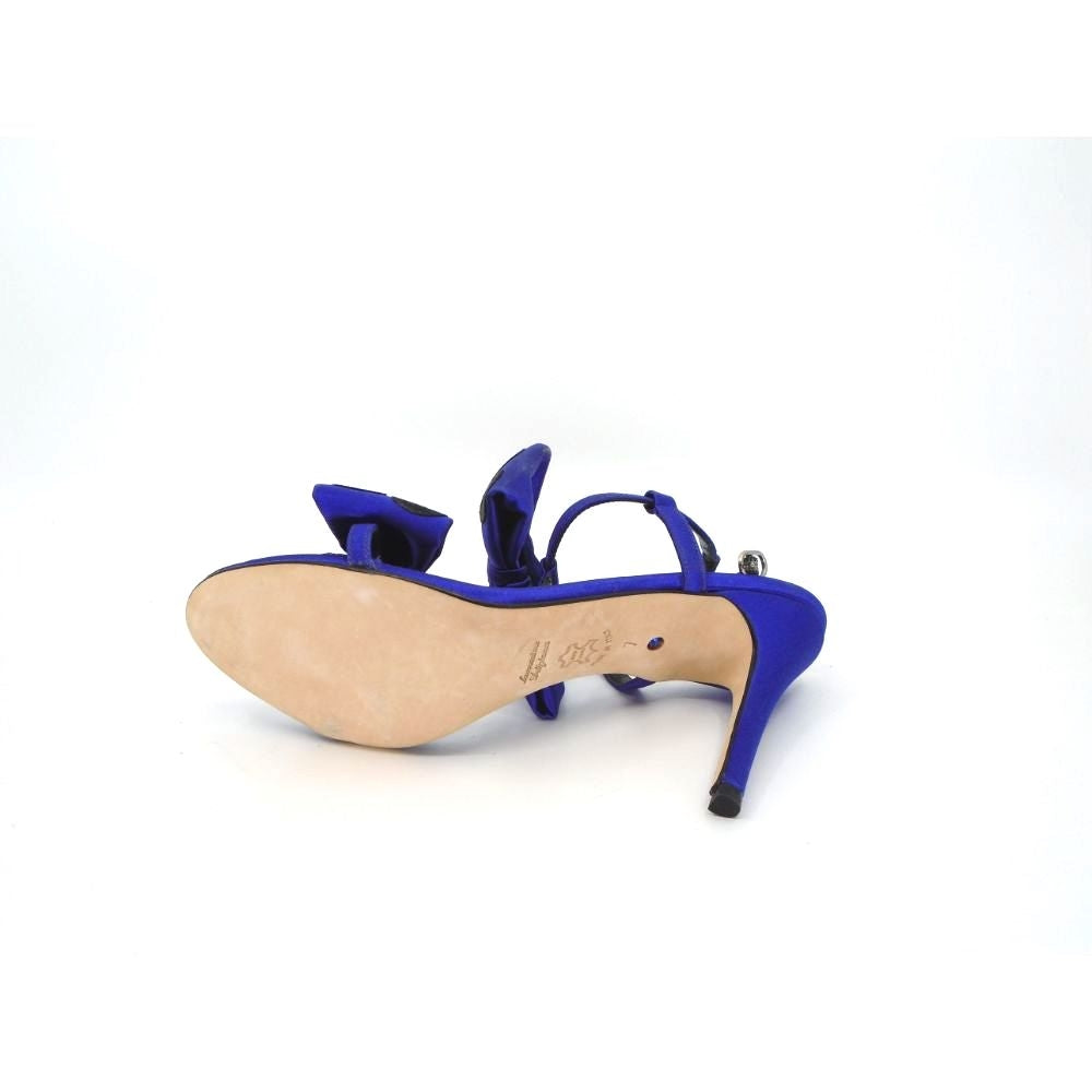 Cinderella Purple Satin and Black Suede Something Bleu Sandal
