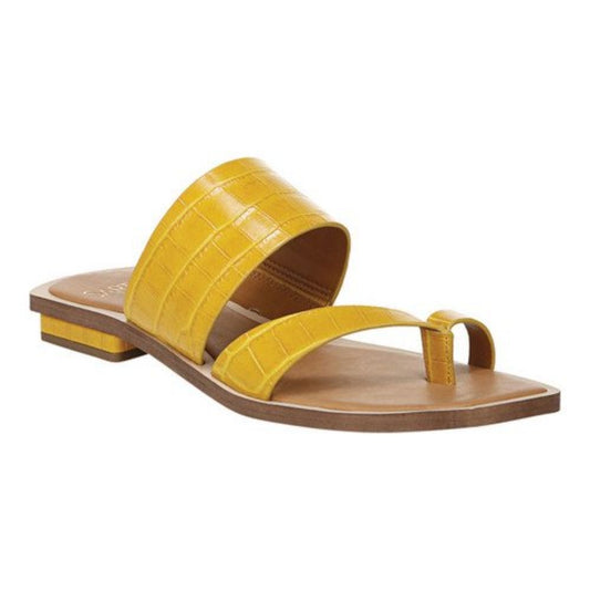 Ediana Yellow Crocodile Embossed Leather Franco Sarto Sandals