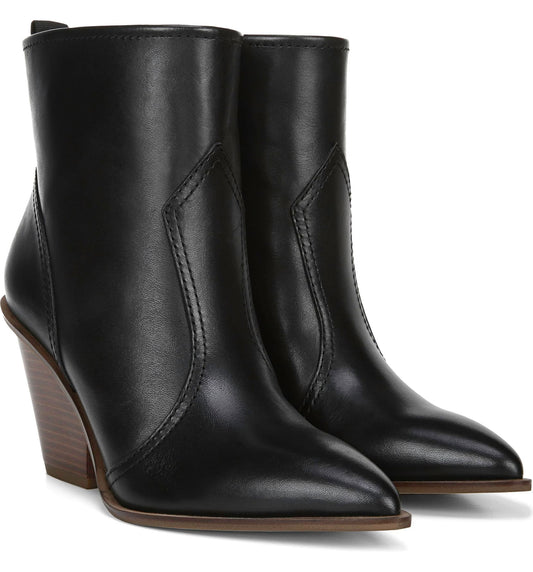 Valentina Black Leather Franco Sarto Ankle Boot