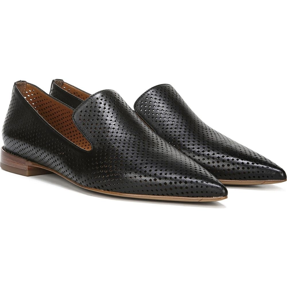 Topaz 8 Black Perforated Leather Franco Sarto Loafer Flats