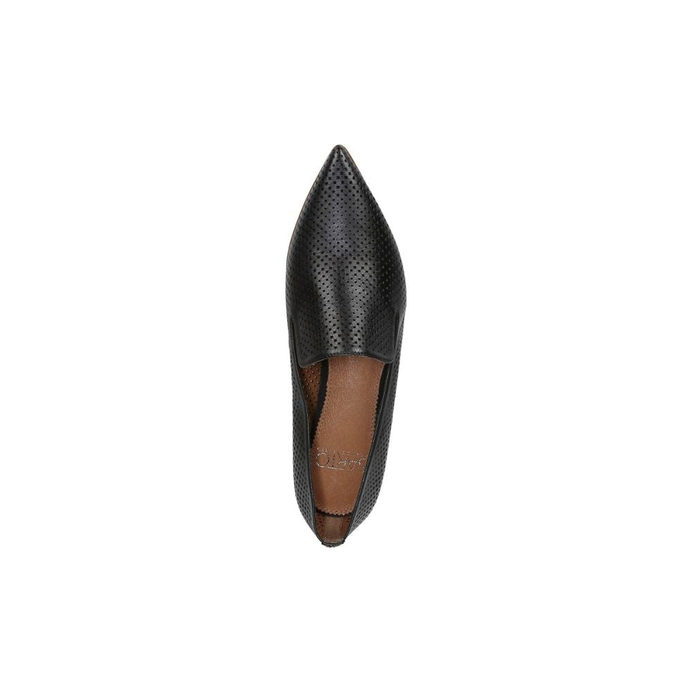 Topaz 8 Black Perforated Leather Franco Sarto Loafer Flats